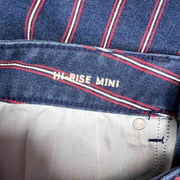 American Eagle Blue and Red Striped High Rise Mini Skirt Size 6 - Picture 6 of 9
